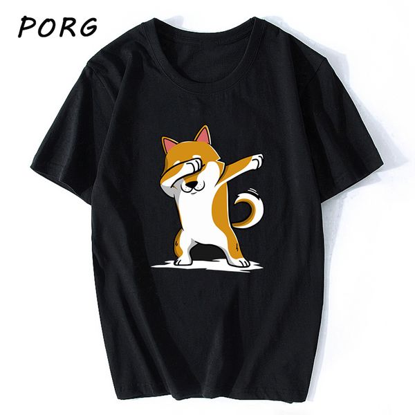 

dabbing shiba inu funny black t shirt men printed streetwear harajuku cotton t-shirt camiseta masculina tee shirt homme 2020 new