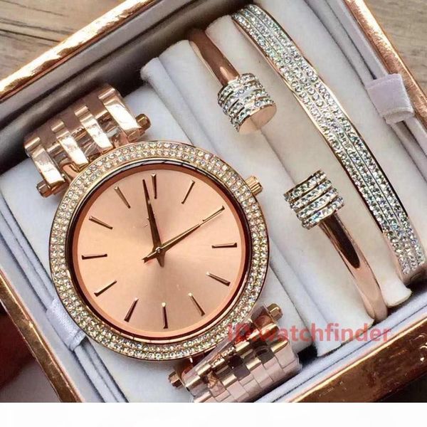 

rose gold womens diamond iced out ladies watch m3192 m3190 original box luxury designer wristwatches watches bracelet, Slivery;brown