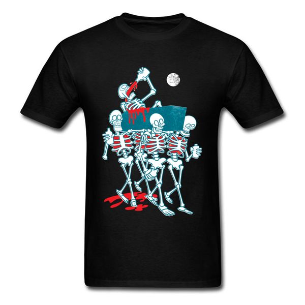 

tees funeral of the already dead tees 3d skull skeleton classic t shirt 100% cotton round collar men's t-shirts death skull