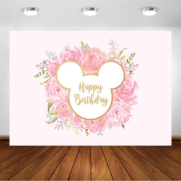 

мышь фото детские фоны birthday party украшения баннер фон розовый цветок photobooth на заказ backdrop