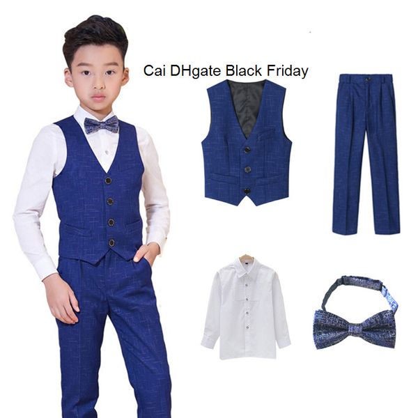 

new boys formal suits kids vest pants shirt bowtie 4pcs wedding party performance costume children prince stage ceremony chorus