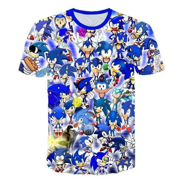 

3d sonic hedgehog cartoon boys and girls summer 3d print shirts humor humor hippie men clothing
