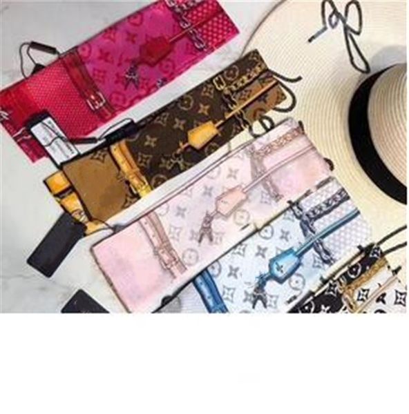 

fashionable hair band for men designer scarf women scarf brand scarf silk bow ribbon fashion bag handle bindin, Blue;gray