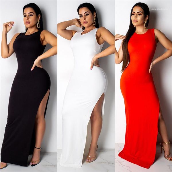 

clothing crew neck hi lo casual apparel women summer backless dresses solid color one button sleeveless, Black;gray