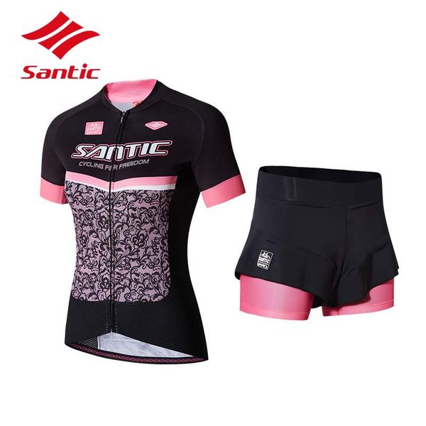 

2020 santic cycling jersey set women summer cycling clothing quick dry pro bike bicycle clothes suit ropa ciclismo s-xl, Black;blue