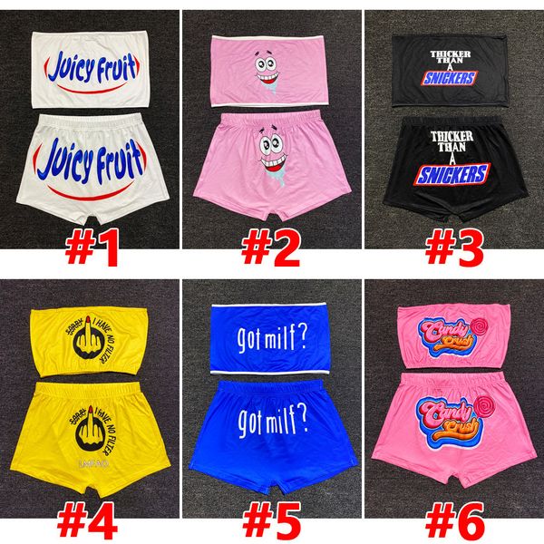 

women yoga pants suits two pieces set slim pattern printed one word collar chest-wrapped shorts ladies pants set 2020, Gray