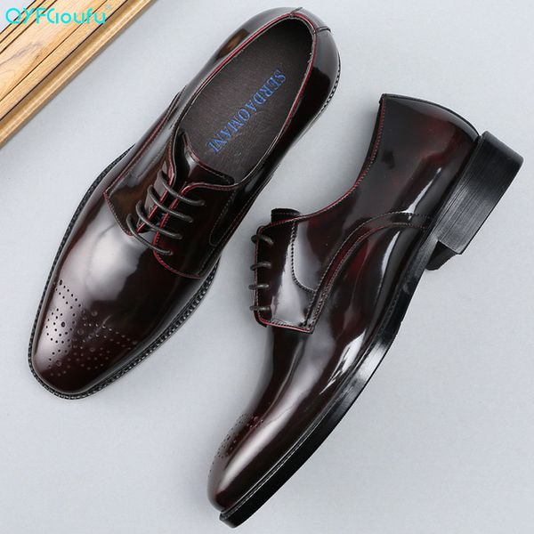 

qyfcioufu patent leather men oxford shoes men's formal shoes genuine leather mens dress for business office, Black