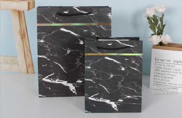 

gift wrap bronzing black marble paper bag, cothing blak bags party wedding day christmas chocolate packaging 96pcs/lot