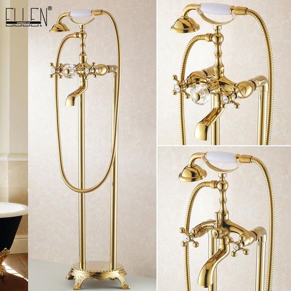 

telephone bath mixer floor shower stand brass 901 faucet luxury bathroom tap golden set bathtub type shower yeyem home2010