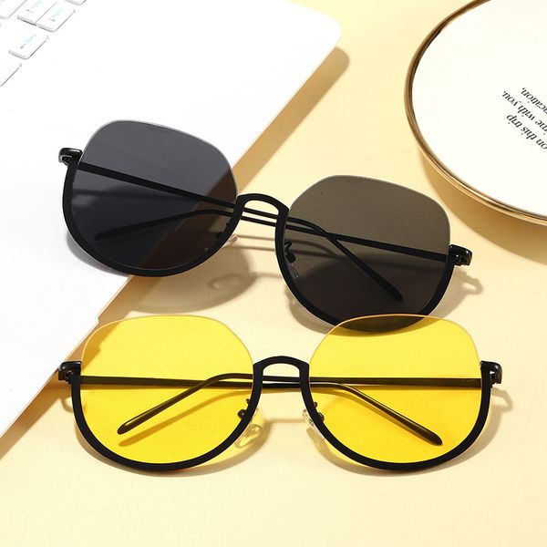 

2020 new black frame polarized gray colorful metal driving fashion sunglasses, White;black