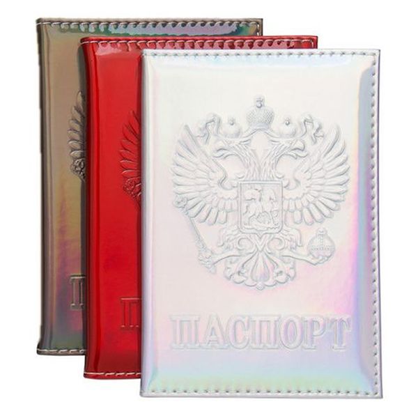 

fashion laser russia passport covers holder women men pu leather id bank card travel accessories rfid business wallet case, Silver