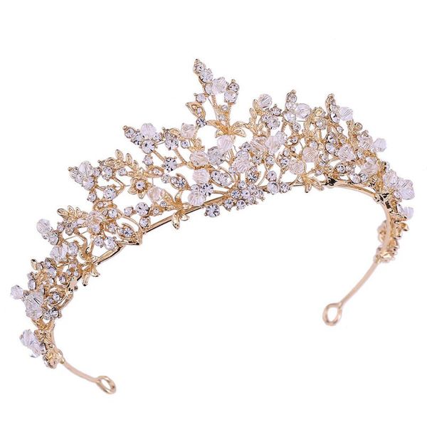 

crown wedding hair accessories for sale new bridal jewelry exquisite handmade crystal crown wedding alloy rhinestone headdress, Golden;silver