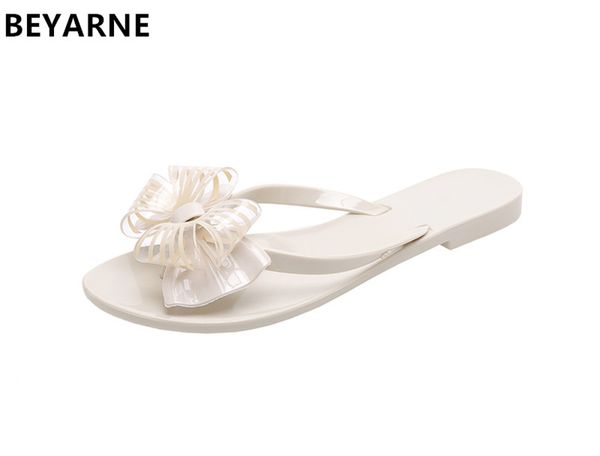 

beyarne woman jelly shoes lady students summer flats sandals women summer travel beach flip flops slides sweet bowtie 36-41 red, Black