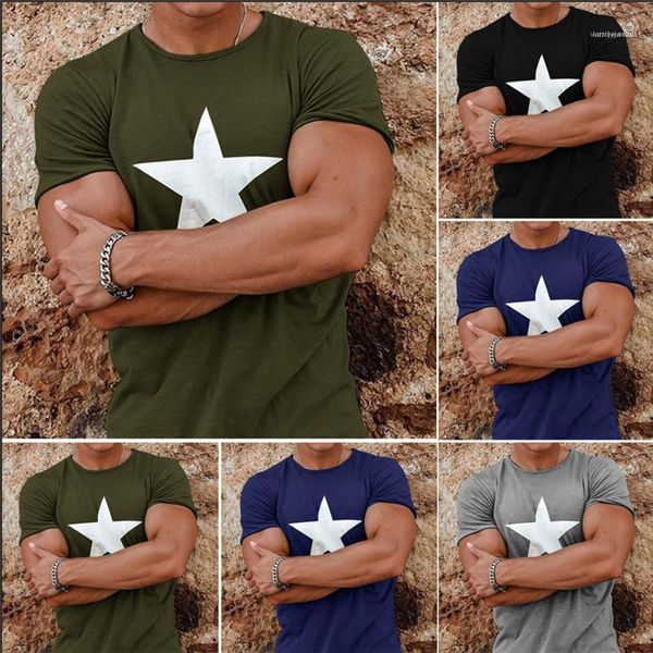 

style mens designer tshirts star printed solid color short sleeve tees mens crew neck summer new, White;black