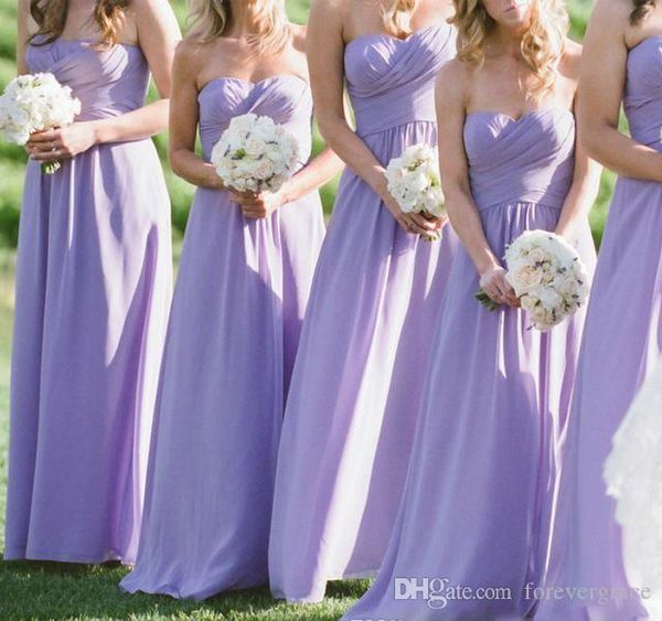 

2019 Cheap Lavender Long Chiffon Bridesmaid Dress A Line Garden Country Formal Wedding Party Guest Maid of Honor Gown Plus Size Custom Made