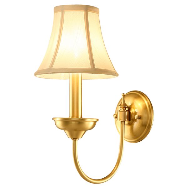 

luxury european pure copper living room wall lamp american royal copper fabric bedroom wall sconce background corridor wall lamp