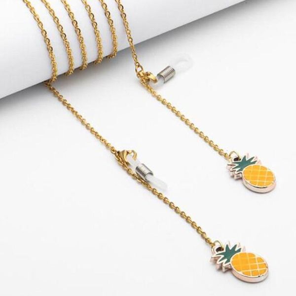 

reading glasses chain eyewear sunglasses chains holder neck strap pineapple metal glasses rope, Silver