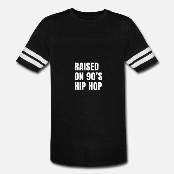 

raised on 90s hip hop t shirt men customized cotton crew neck outfit loose funny casual summer letter shirt