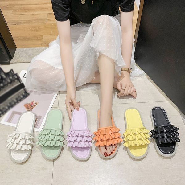 

summer flat slippers women's slide pu leather non slip beach slip on casual fashion ladies slipper sweet girls new 2020 new hot, Black