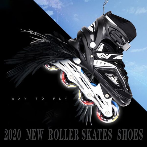 

in-line skating roller skate black pu single-row fancy flat shoes