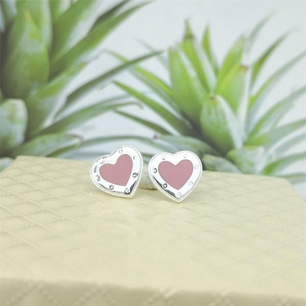 

sterling silver 925 classic fashion exclusive blue enamel heart shaped lady earring jewelry holiday gift55, Golden;silver