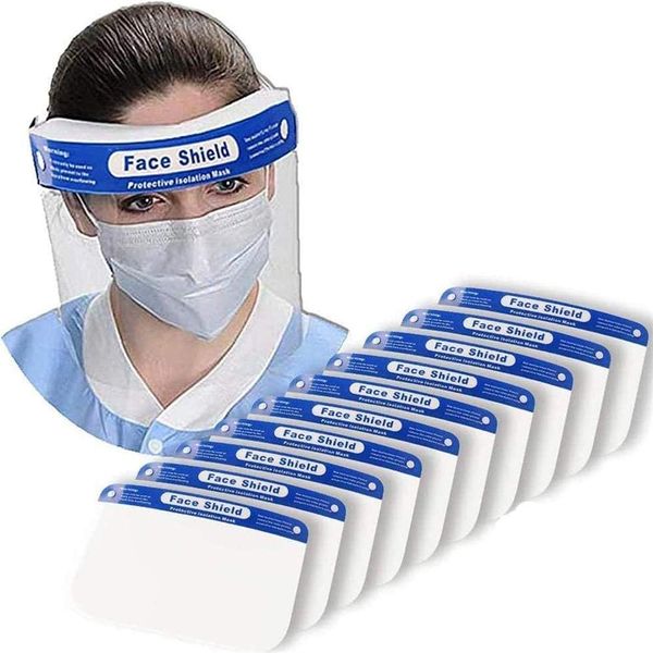 

20pcs full face shield protective face shield saliva clear film protect face and eyes with adjustable band and comfort sponge