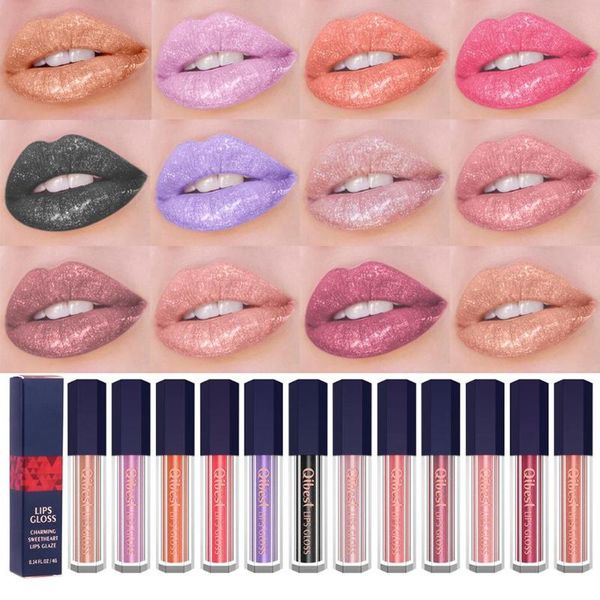 

qilong lasting glitter pearlescent lip gloss liquid lipstick women cosmetic glitter lip gloss, beautiful and attractive