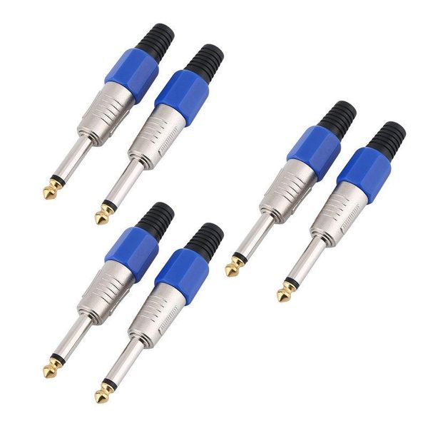 

cgjxsvife new 6 .35mm wire connector mono audio jack amplifier plugs for microphone 6 .35 core cable (2 set or 3 set choose