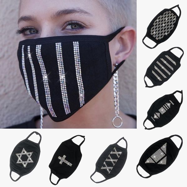 

fashion diamond crytal decoration jewelry face mask anti dust protective pm2.5 masks mouth-muffle cover washable reusable mask in stock