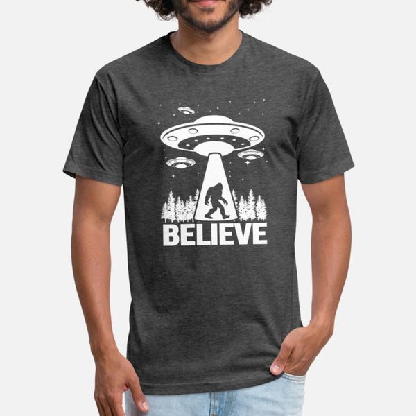 

bigfoot alien ufo apparel t shirt men custom cotton round collar solid color cute casual spring autumn family shirt
