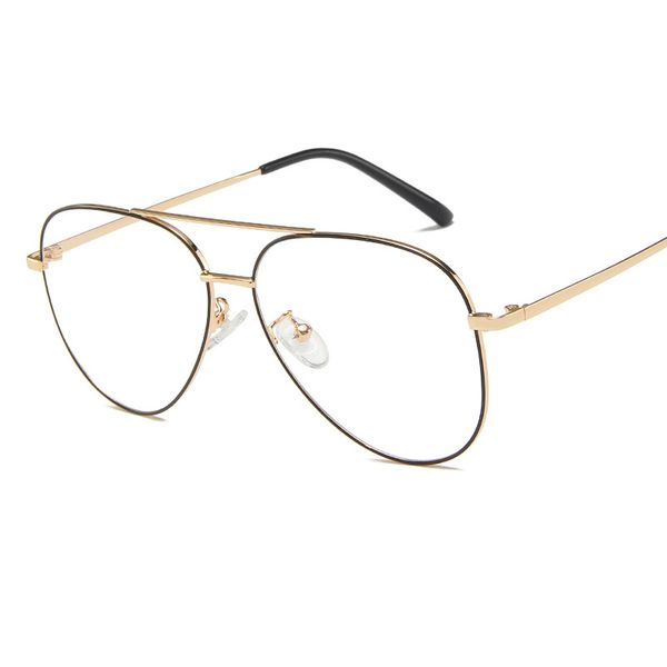 

trend big box new literary glasses korean fashion retro metal double beam flat mirror can be equipped with myopia glasses frame, Black