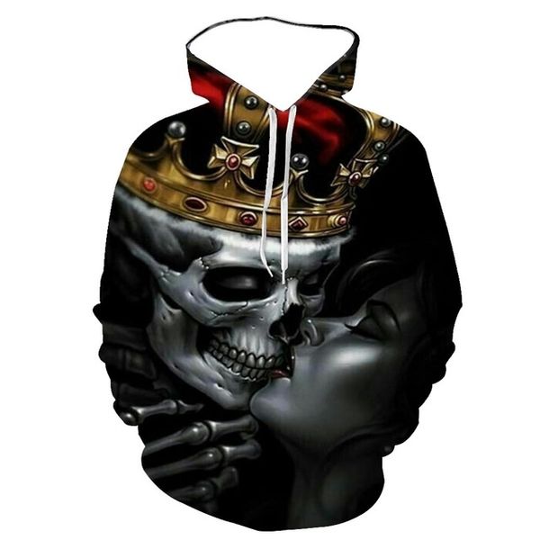 

effect digital printing skull head european style spring and autumn hooded long sleeve 3d print shirts funny oversized men clothing