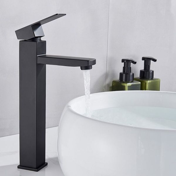 

Bathroom Black Paint Square Basin Faucet Single Handle Washbasin Mixer Tap H3CF