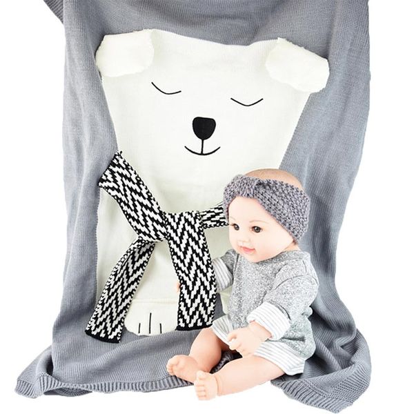 

106*73 cm baby blanket knitted sleep blanket for newborn infant cartoon bear stroller blankets autumn winter kids bedding sheet