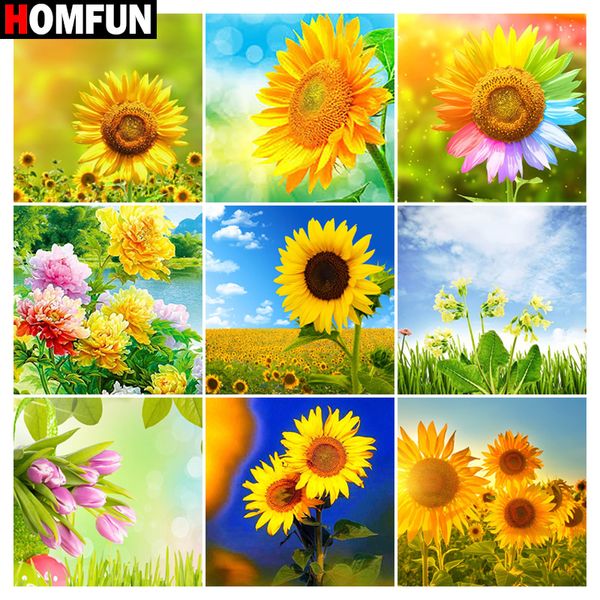 

homfun diamond painting full square/round diamond "sunflower sunshine" pattern embroidery cross stitch 5d rhinestone painting
