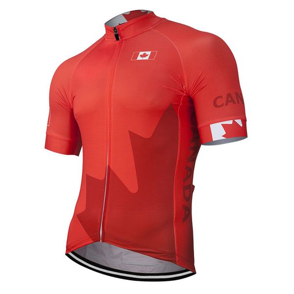 

2020 canada men's cycling jersey customized bike road mountain race short sleeve red racing clothing breathable, Black;red