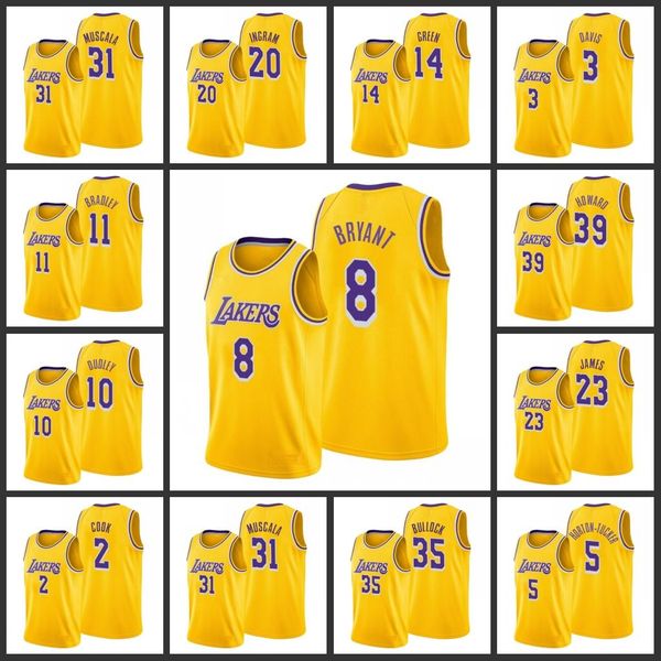 

los angeles lakers mike muscala andre ingram lebron james anthony davis danny green dwight howard men edition jersey, Black