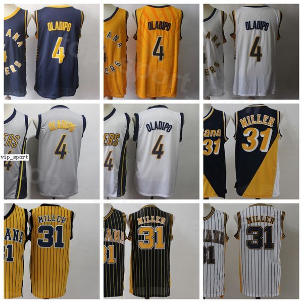 Homens Basquete Reggie Miller Jerseys 31 Victor Oladipo 4 Barato Equipe Azul Marinho Branco Amarelo Respirável Todos Ed Excelente Qualidade