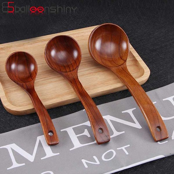 

balleenshiny wooden soup spoon curved handle kitchen accessory eco-friendly big scoop porridge tableware l home supply