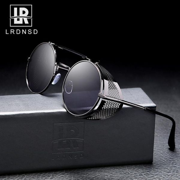 

2020 retro round metal sunglasses steampunk men women brand designer glasses shades uv protection, White;black