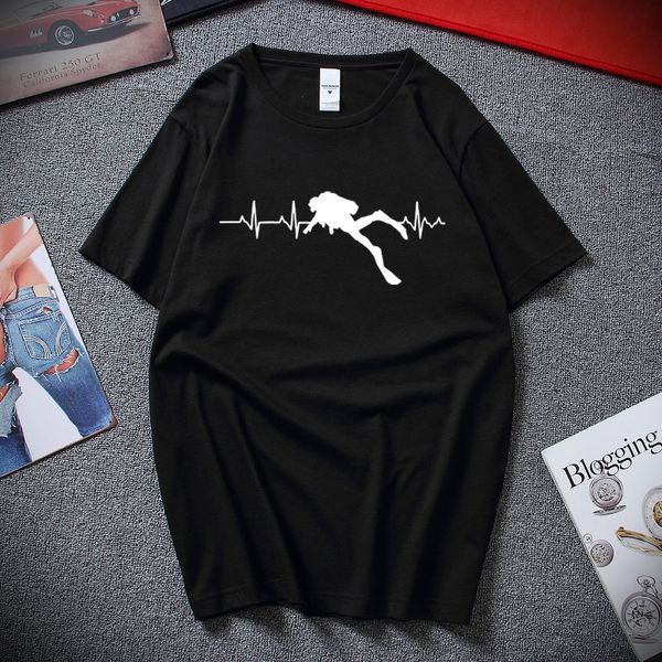 

scuba dive heart beat gift for diver t-shirts summer short sleeves soft mens tee shirts pure cotton t shirts