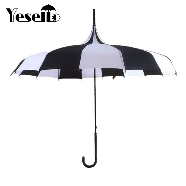 

umbrellas yesello 1pcs black and white women big large long handle gothic classical windproof tower pagoda rain umbrella