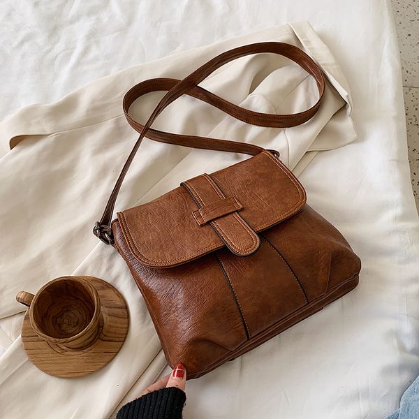 

crossbody bags for women messenger bag 2020 brown vintage leather bags square flap handbag women small shoulder bag