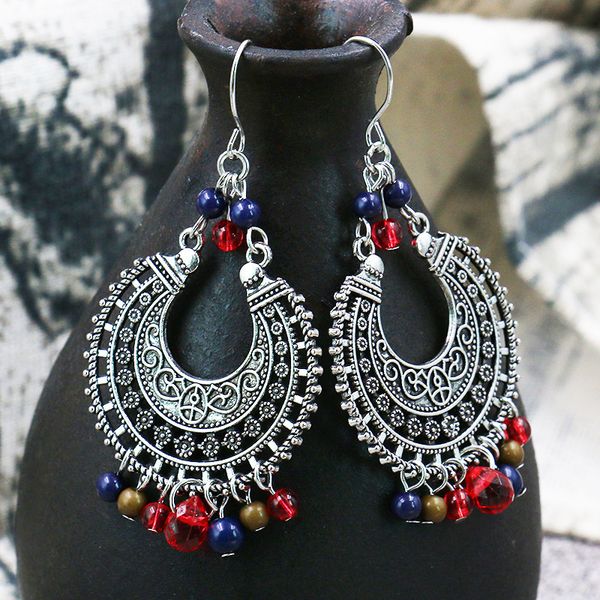 

dangle & chandelier earrings for women ethnic ear rings statement drop hoops vintage jewelry fashion 2021 accessories, Silver