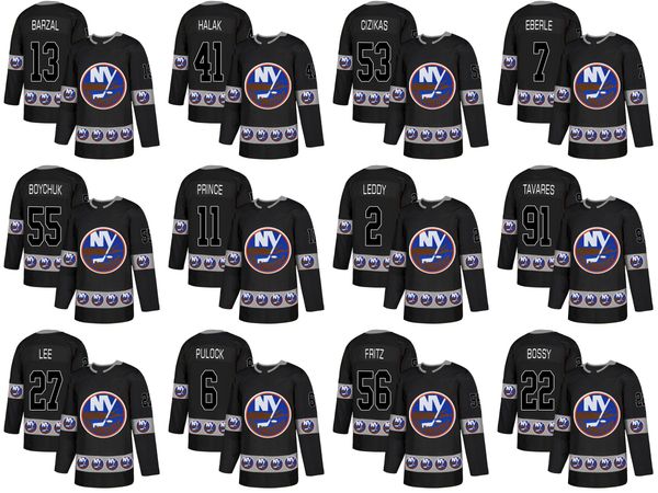 

new york islanders mathew barzal anders lee johnny boychuk josh bailey ryan pulock cal clutterbuck fashion team logos hockey jerseys, Black;red