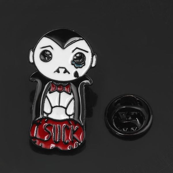 

pins, brooches gothic black vampire badges punk i suck oli enamel pins halloween jewelry denim shirt lapel pin collection for friends, Gray