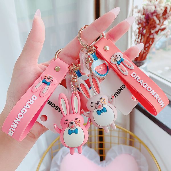 

fashion cartoon cute dream keychain female personality silicone doll school bag pendant keyring couple car key chain gift, Silver