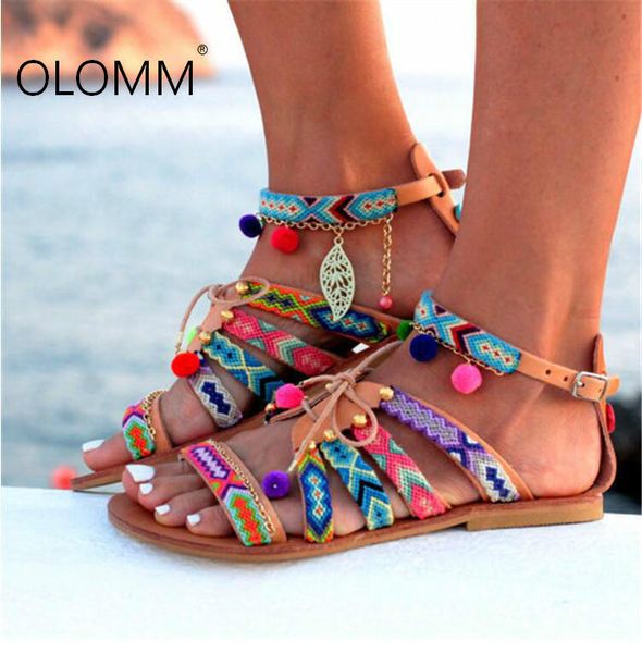 

fashion personality large size ethnic style sandals womens boho sandals wedges shoes for women zapatos de mujer platform sandals y200620, Black