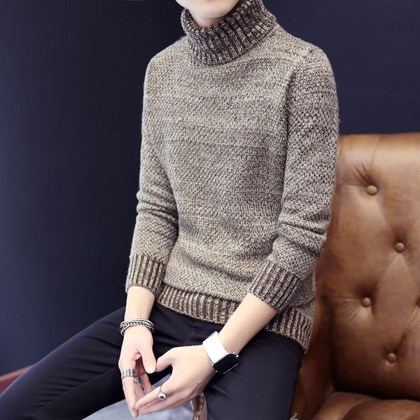 

men's sweaters sweater knit thickened winter cotton slim lapel shirt mens, White;black