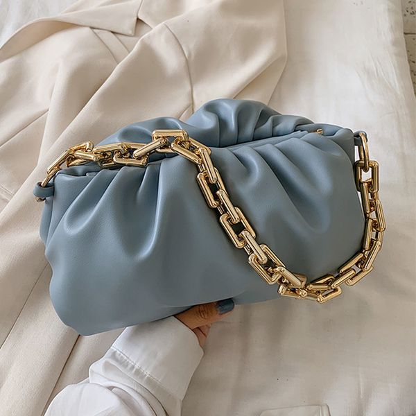

solid color pu leather for women 2020 summer armpit lady shoulder handbags female gold chain travel hand bag